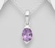 La Preciada - 925 Sterling Silver Solitaire Pendant, Decorated with Amethyst