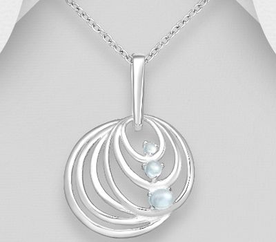 925 Sterling Silver Pendant, Decorated with Sky-Blue Topaz