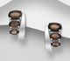 La Preciada - 925 Sterling Silver Omega Lock Earrings, Decorated with Smoky Quartz