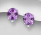 La Preciada - 925 Sterling Silver Omega Lock Earrings, Decorated with Amethyst