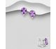 La Preciada - 925 Sterling Silver Omega Lock Earrings, Decorated with Amethyst