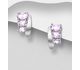 La Preciada - 925 Sterling Silver Omega-Lock Earrings, Decorated with Gemstones