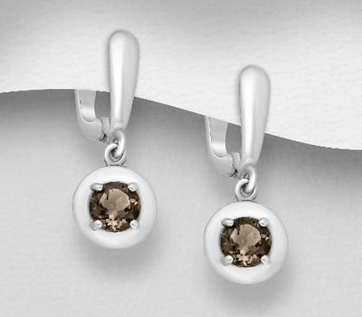 La Preciada - 925 Sterling Silver Omega Lock Earrings, Decorated with Various Gemstones