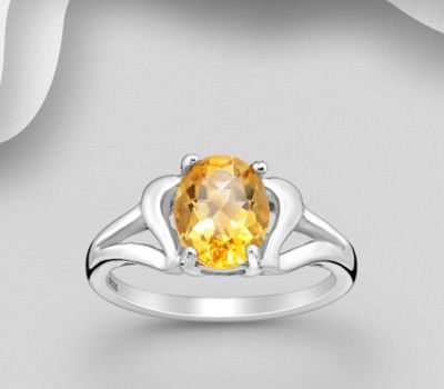 La Preciada - 925 Sterling Silver Ring, Decorated with Citrine