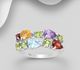 La Preciada - 925 Sterling Silver Ring, Decorated with Various Gemstones, Gemstone Colors may Vary.