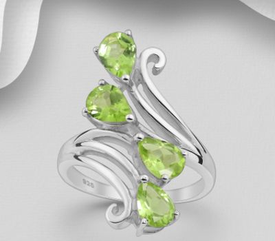 La Preciada - 925 Sterling Silver Swirl Ring, Decorated with Various Gemstones