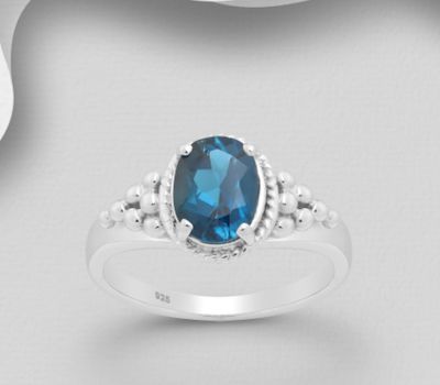 La Preciada - 925 Sterling Silver Ring, Decorated with London Blue Topaz