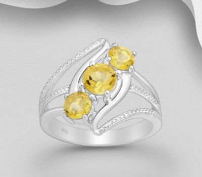 La Preciada - 925 Sterling Silver Ring, Decorated with Citrine