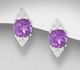 La Preciada - 925 Sterling Silver Omega Lock Earrings, Decorated with White Topaz and Amethyst