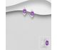 La Preciada - 925 Sterling Silver Omega Lock Earrings, Decorated with White Topaz and Amethyst