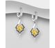 La Preciada - 925 Sterling Silver Omega Lock Earrings, Decorated with CZ Simulated Diamonds and Various Gemstones