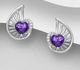 La Preciada - 925 Sterling Silver Heart Omega Lock Earrings, Decorated with Various Gemstones and CZ Simulated Diamonds