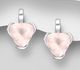 La Preciada - 925 Sterling Silver Omega Lock Earrings, Decorated with Rose Quartz