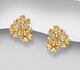 La Preciada - 925 Sterling Silver Omega Lock Earrings, Decorated with CZ Simulated Diamonds and Citrine