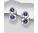 La Preciada - 925 Sterling Silver Omega Lock Earrings, Decorated with Various Gemstones and CZ Simulated Diamonds