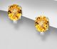 La Preciada - 925 Sterling Silver Omega Lock Earrings, Decorated with Citrine