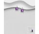 La Preciada - 925 Sterling Silver Omega Lock Earrings, Decorated with Princess-Cut Gemstones