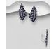 La Preciada - 925 Sterling Silver Omega Lock Earrings, Decorated with Marquise-Cut Blue Sapphires