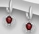 La Preciada - 925 Sterling Silver Heart Omega Lock Earrings, Decorated with Various Gemstones and CZ Simulated Diamonds