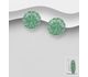 La Preciada - 925 Sterling Silver Omega Lock Earrings, Decorated with Emerald