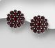 La Preciada - 925 Sterling Silver Omega Lock Earrings, Decorated with Garnet