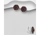 La Preciada - 925 Sterling Silver Omega Lock Earrings, Decorated with Garnet