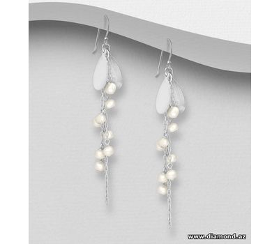 925 Sterling Silver Earrings Beaded With Fresh Water Pearls