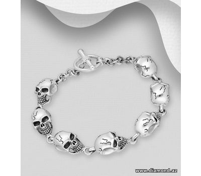 925 Sterling Silver Skull Bracelet