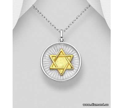 925 Sterling Silver and Brass Star Of David Pendant