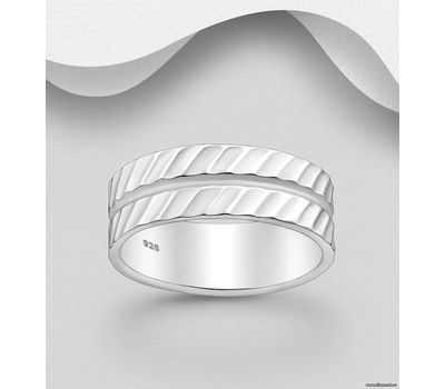 925 Sterling Silver Band Ring, 7 mm Wide
