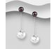 925 Sterling Silver Dolphin Push Back Earrings, Decorated with Freshwater Pearl, Shell and CZ Simulated Diamonds